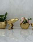 Vintage Brass Frogs Pulling Snails- A Pair