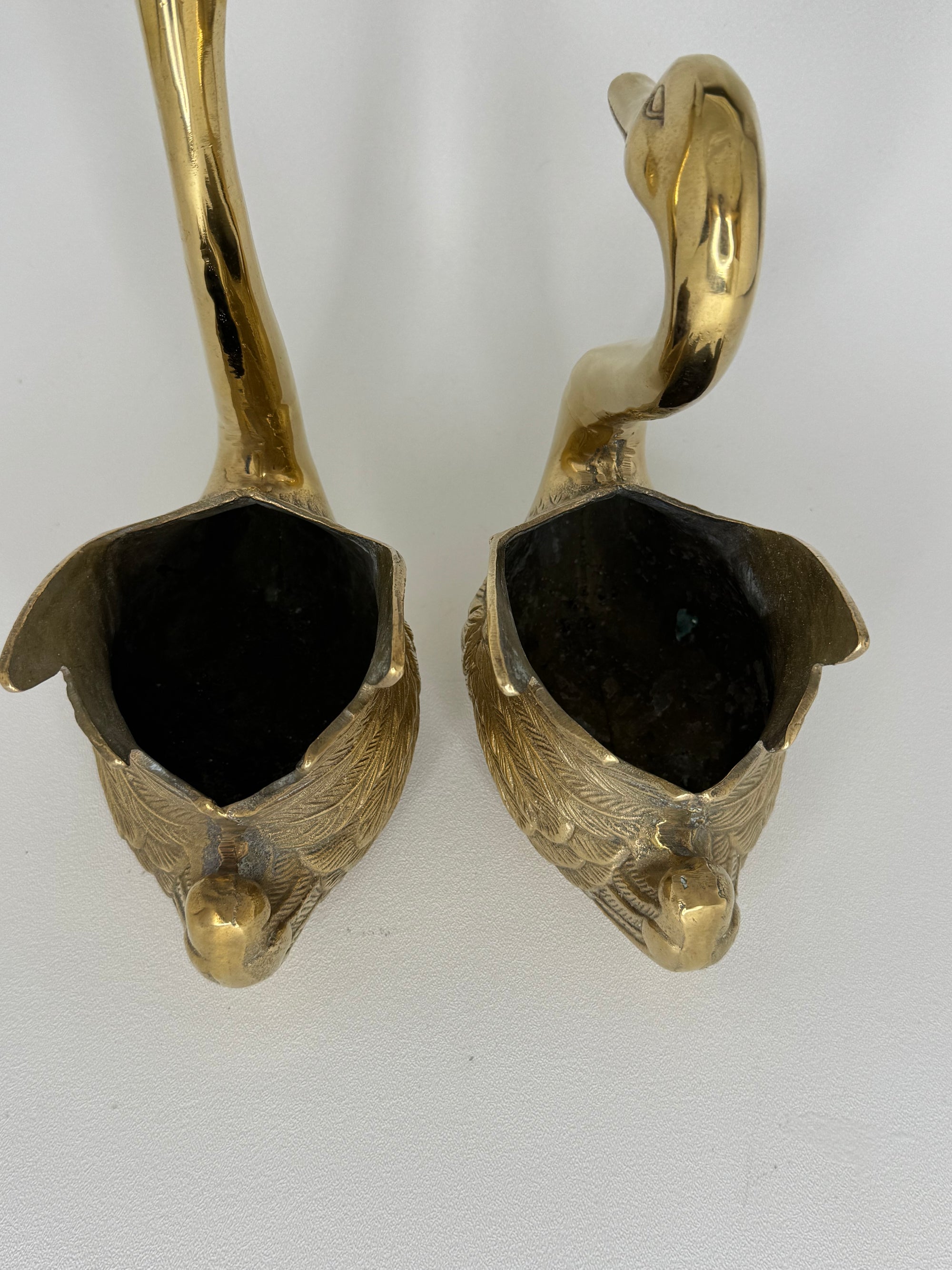 Vintage Brass Swan Planters-Pair