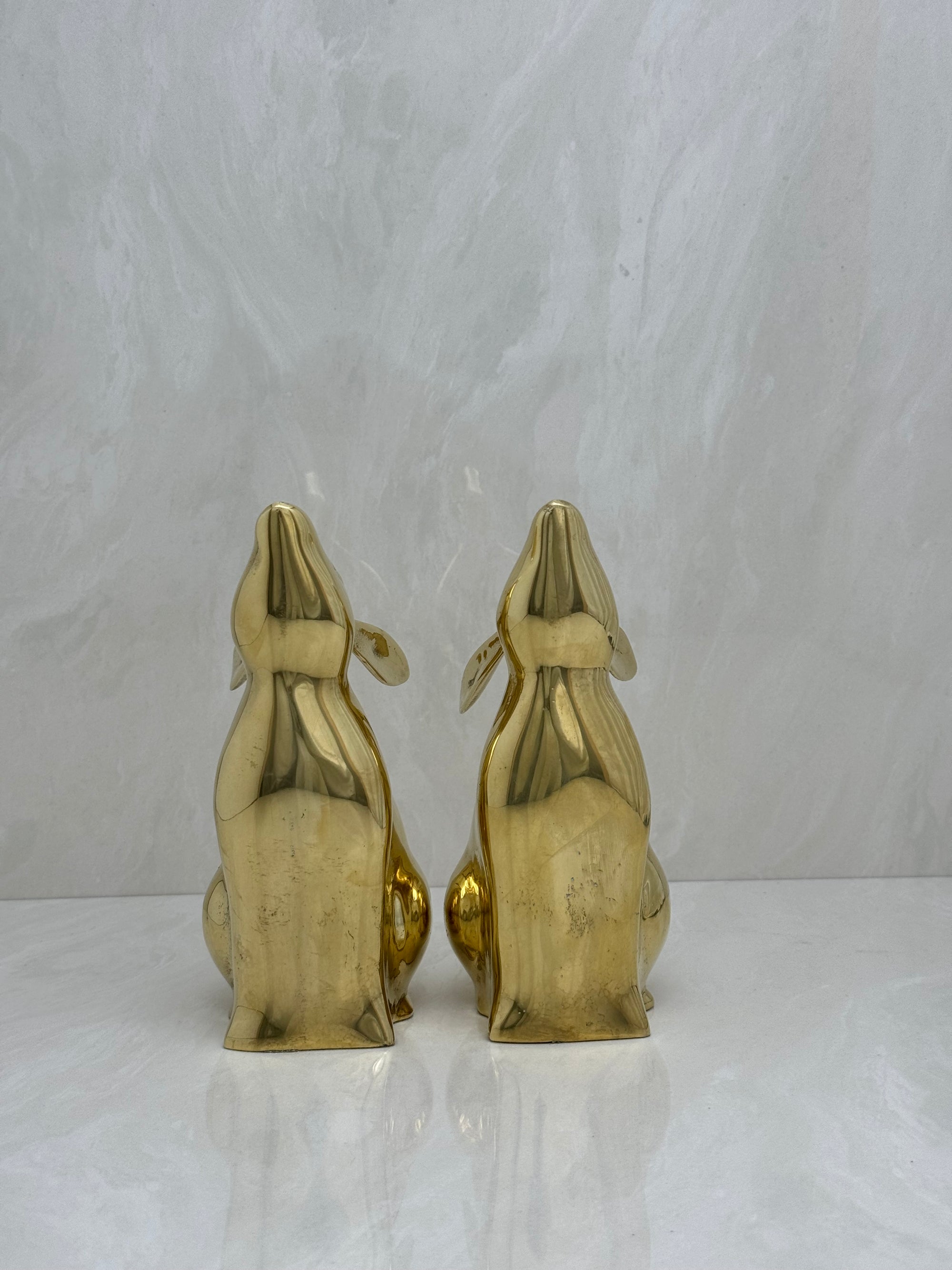 Vintage Brass Rabbit Bookends-A Pair