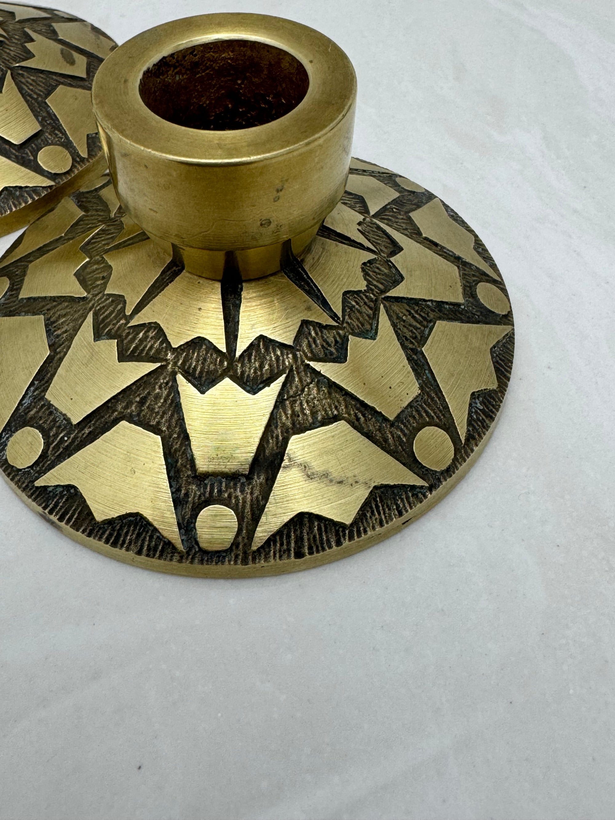 Vintage Brass Candlestick Holders with Crown Motifs - Inspired by Nordisk Malm