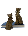 Vintage Brass Cat Figurines with Bows – Pair