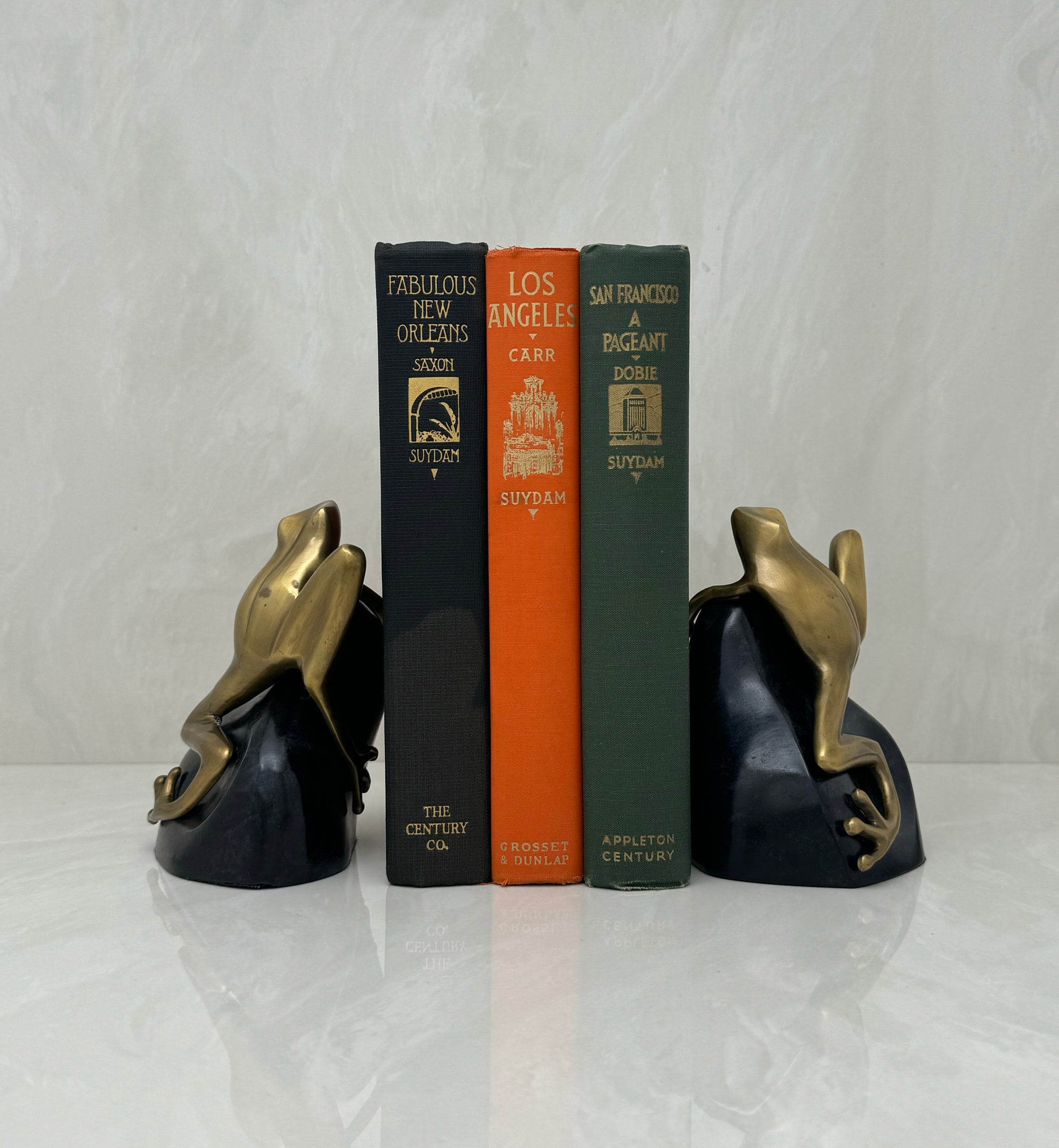 Vintage Bombay Frog on Rock Bookends-A Pair