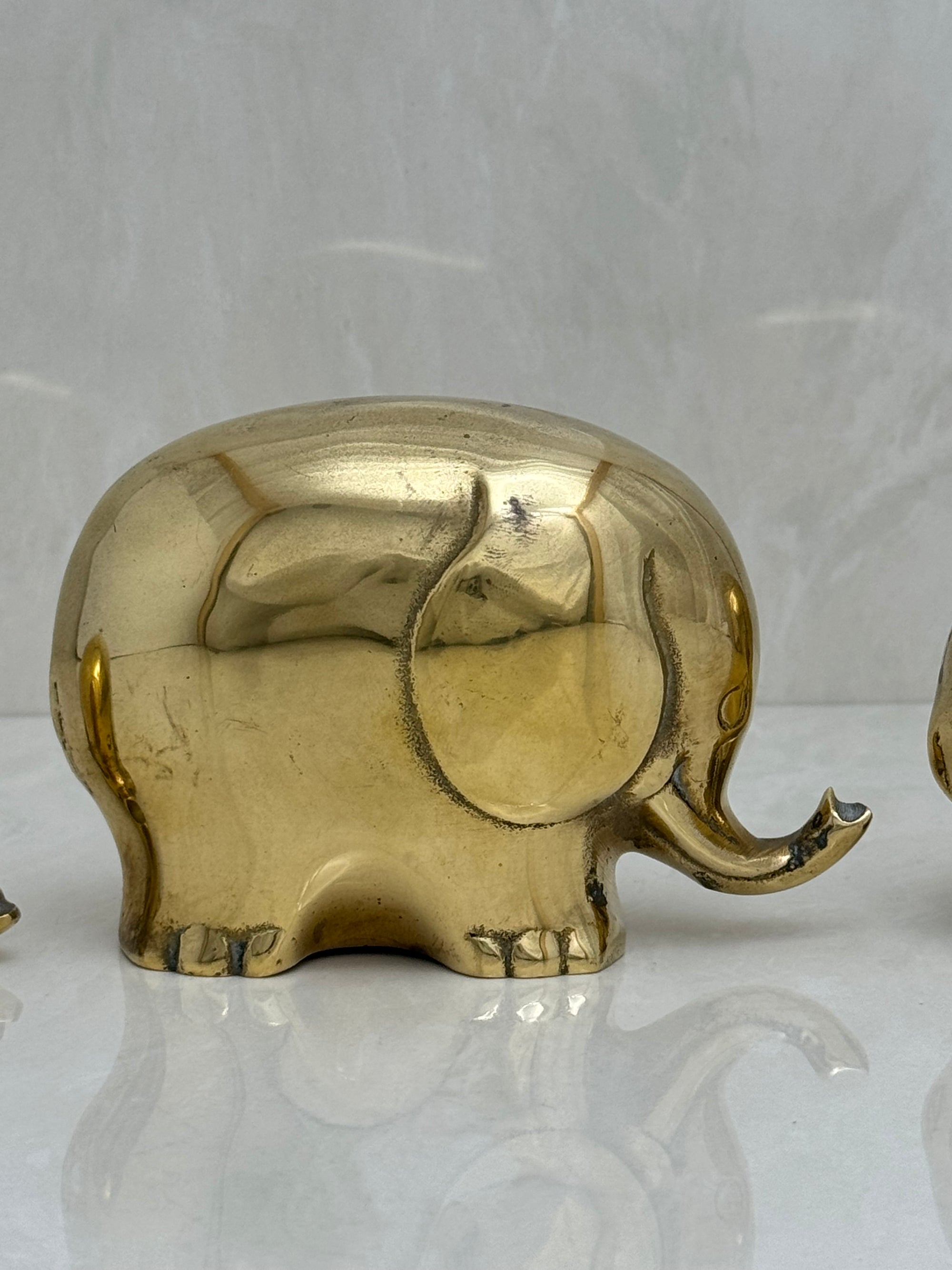 Vintage Brass Elephant Family-A Set of Three