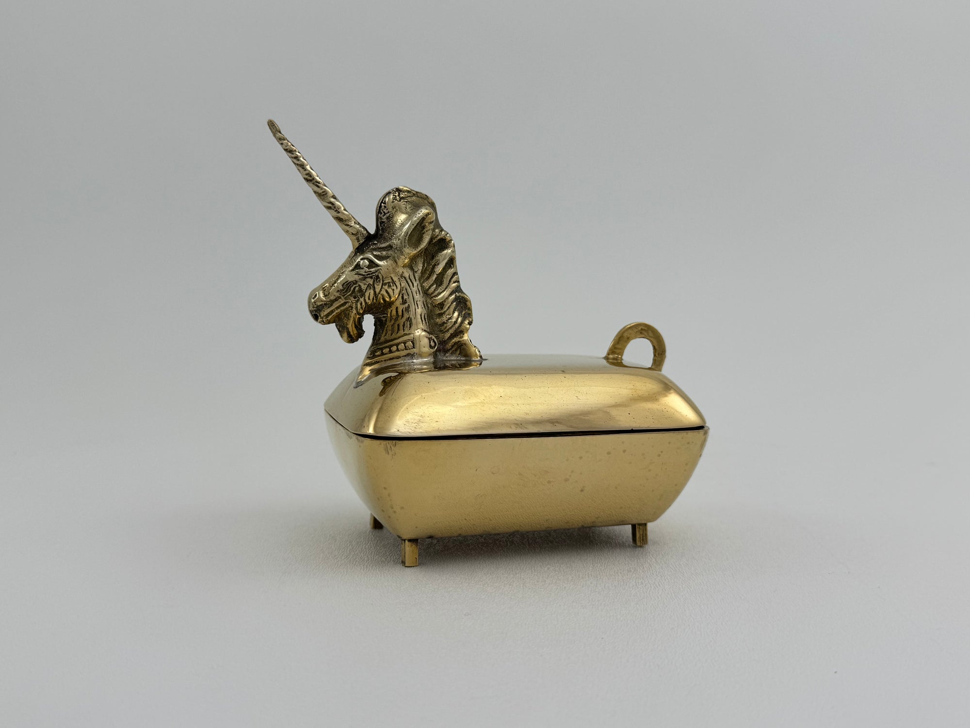 Vintage Brass Unicorn Trinket Box