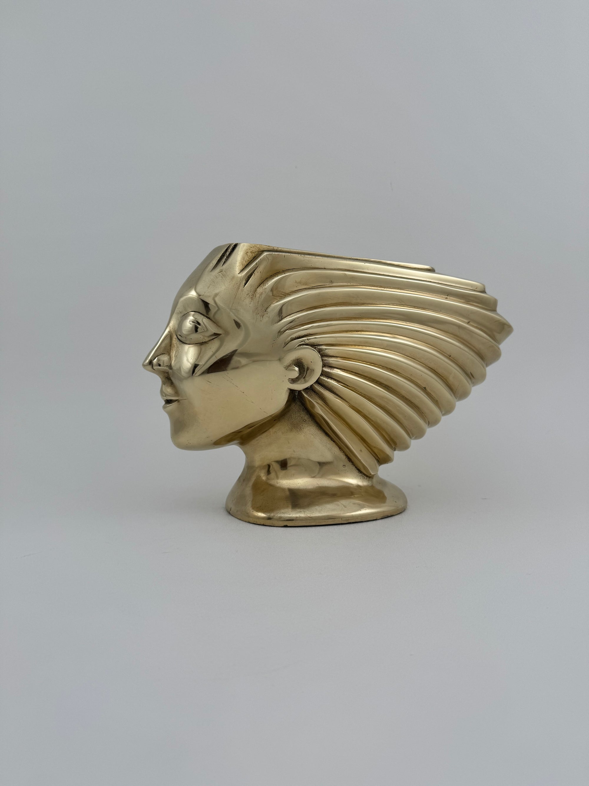 Rare Vintage Dolbi Cashier Brass Woman Head Sculpture – Flowing Hair Bust, 10 lbs