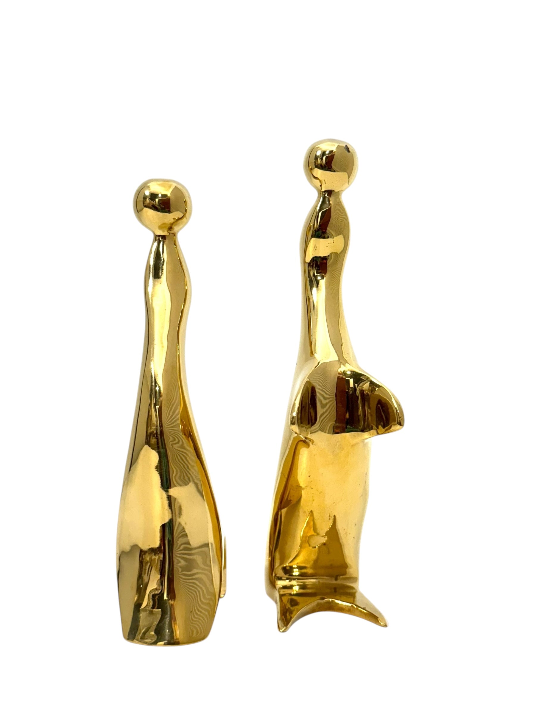 Vintage Brass Sea Lions | Abstract Mid-Century Modern Sculptural Pair