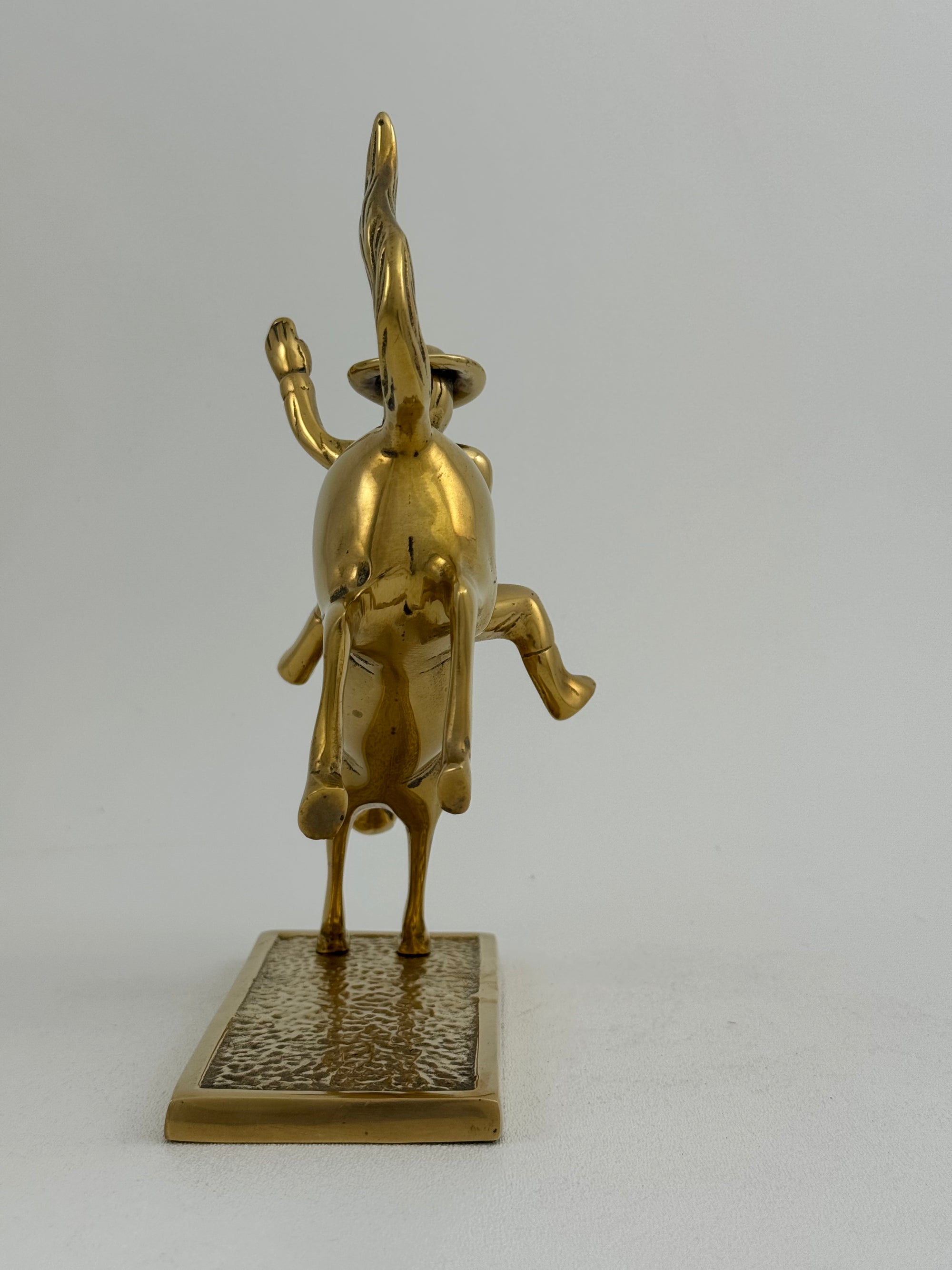 Vintage Brass Cowboy on Bucking Horse Sculpture – Rare Western Rodeo Figurine