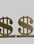 Vintage Brass Dollar Sign Folding Bookends