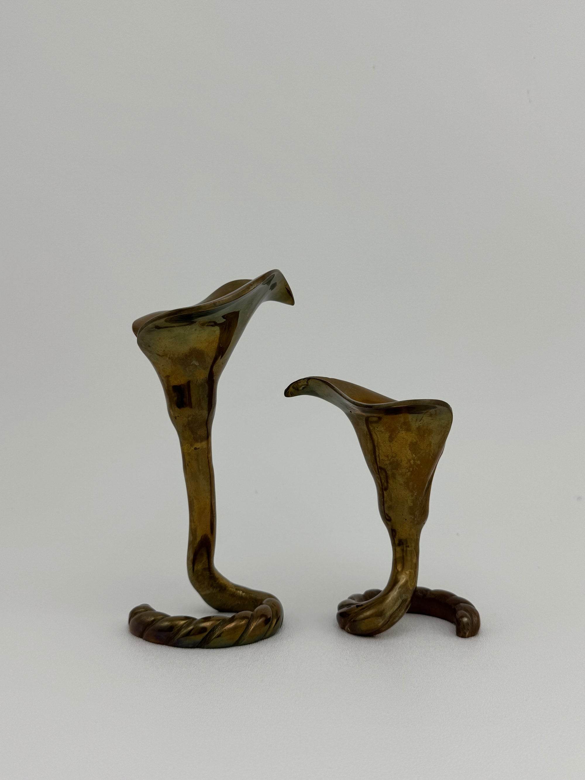 Vintage Brass Tulip Candlestick Holders-A Pair