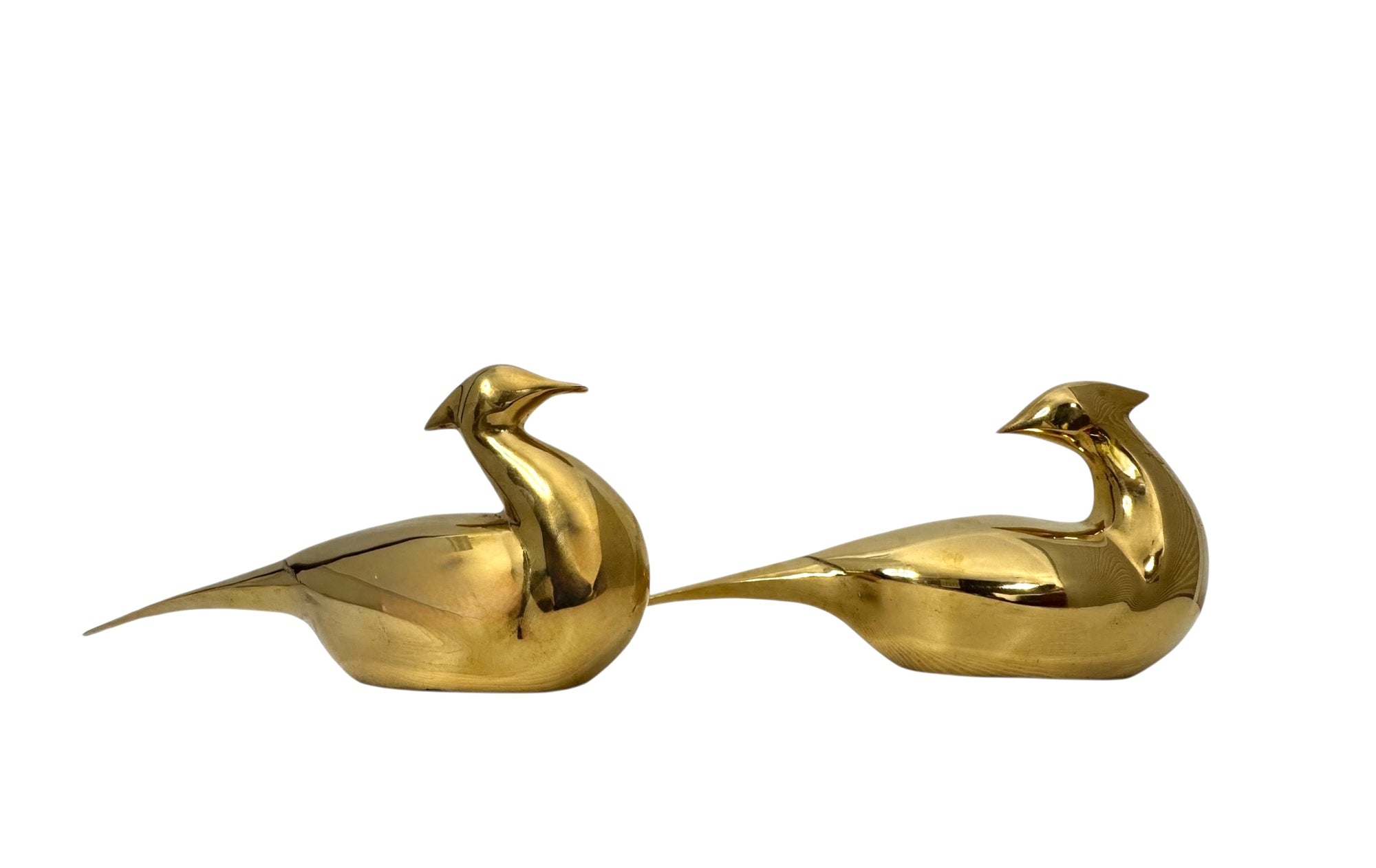 Vintage Brass Oversized Pheasant Pair – Mid-Century Figurines