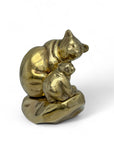 Vintage Brass Mama Bear and Cub on Rock