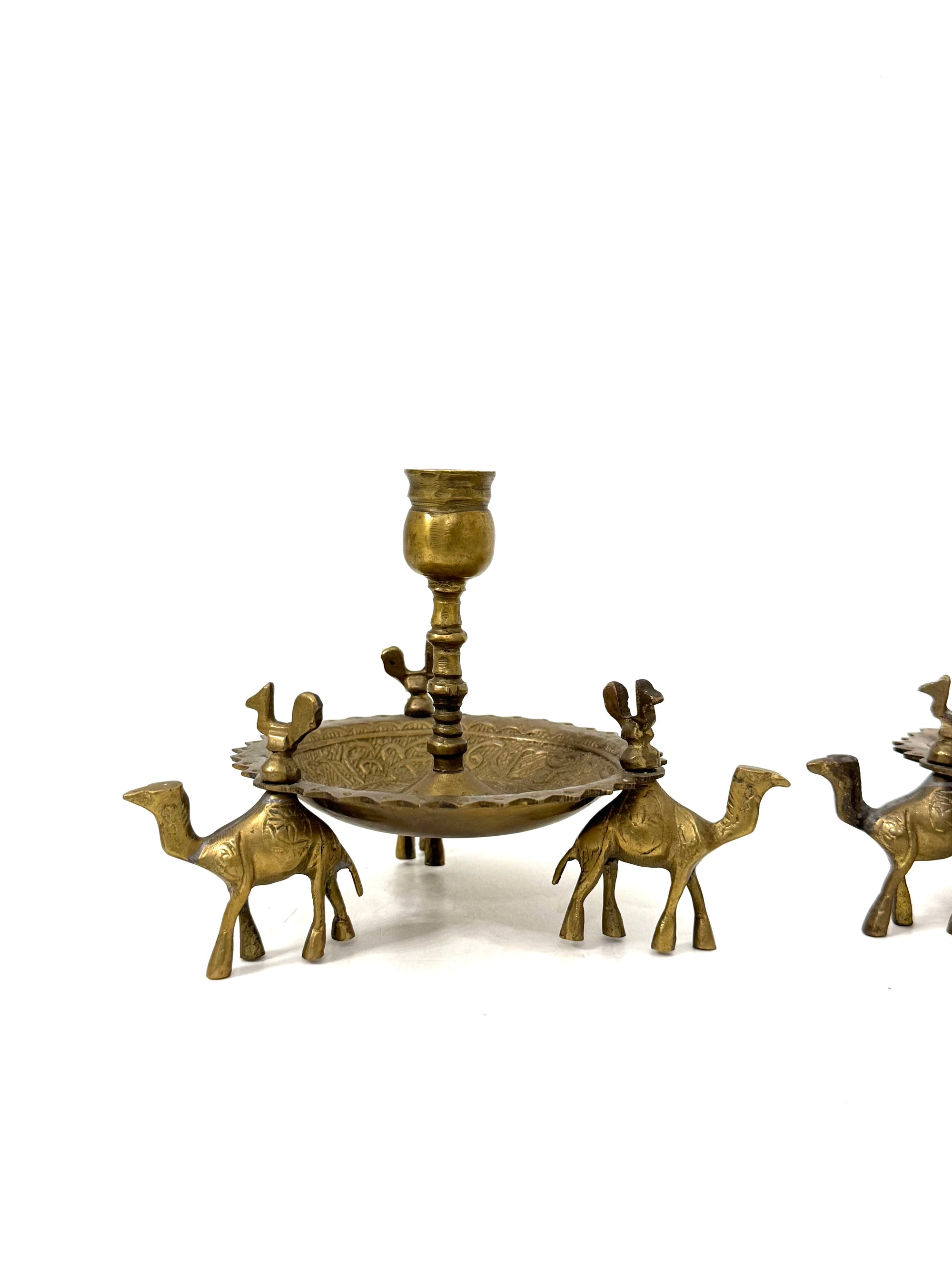 Pair of Vintage Brass Camel Candlestick Holders — Middle Eastern Bohemian Elegance