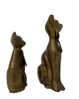 Vintage Brass Cat Figurines with Bows – Pair