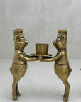 Vintage Bronze Pig Chef Candleholders-A Pair