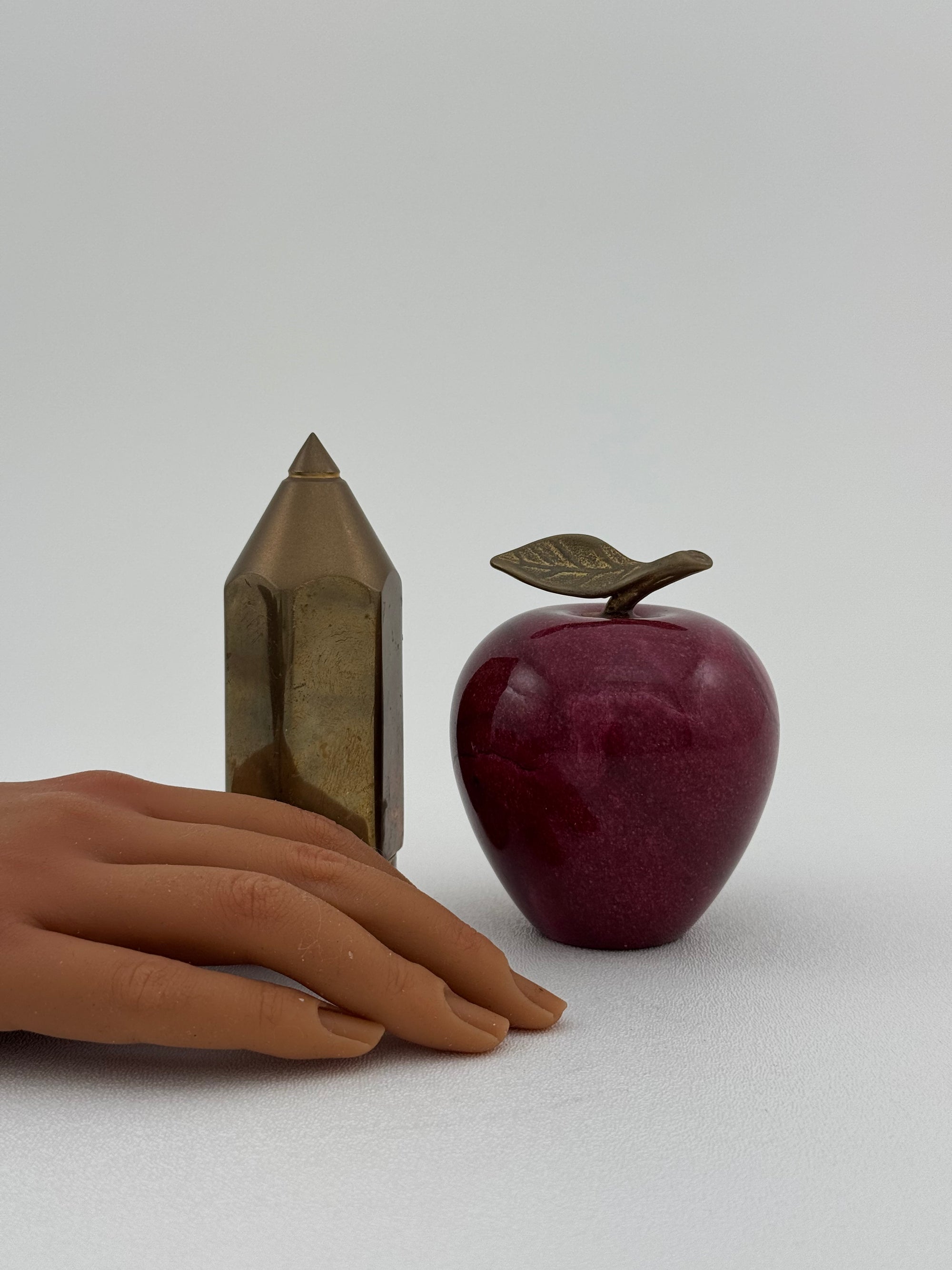 Vintage Apple with Brass Pencil Trinket Holder- A Set
