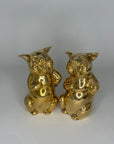Pair of Vintage Brass Laughing Pig Figurines