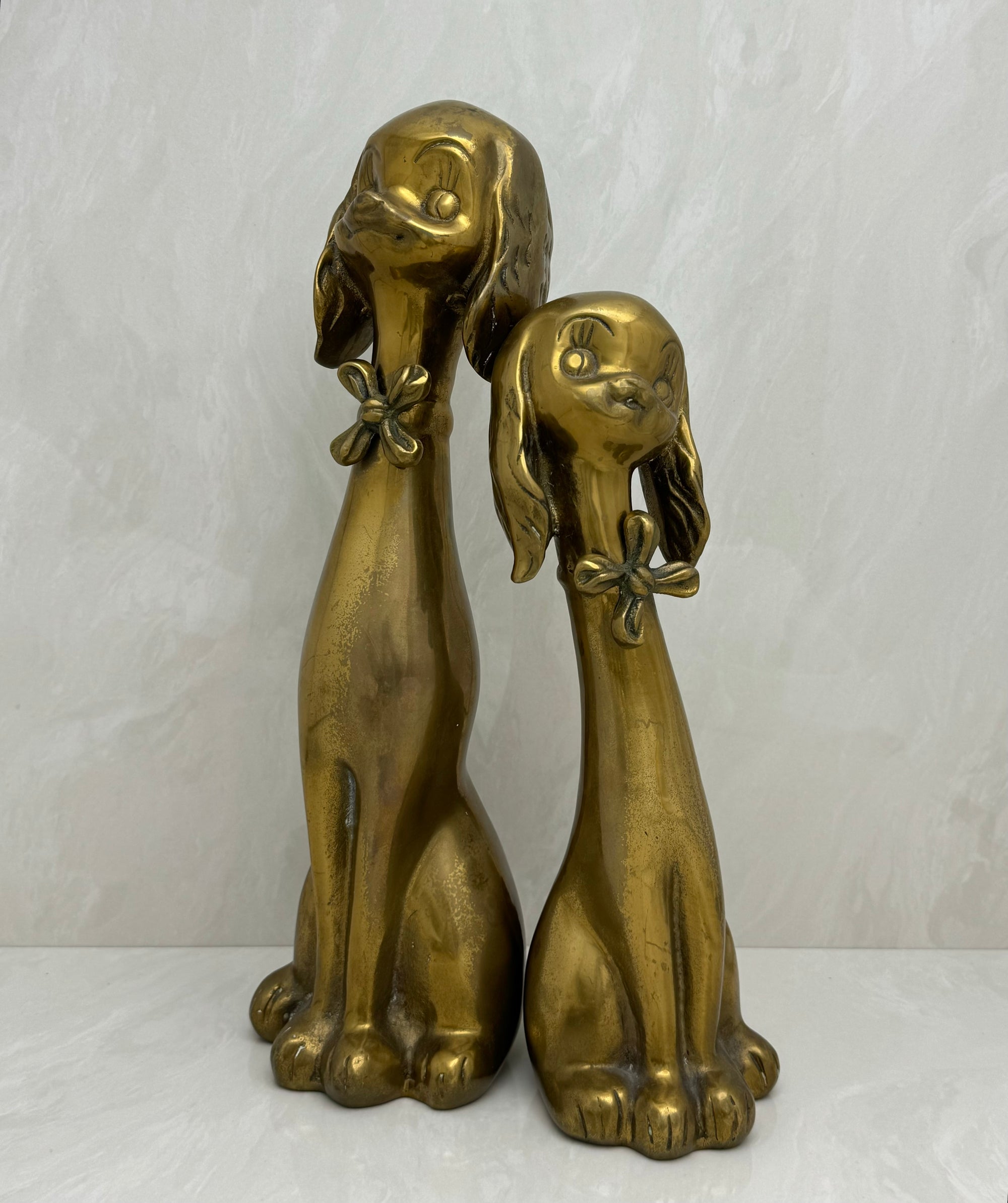 Large Vintage Brass Puppy Duo-A Pair