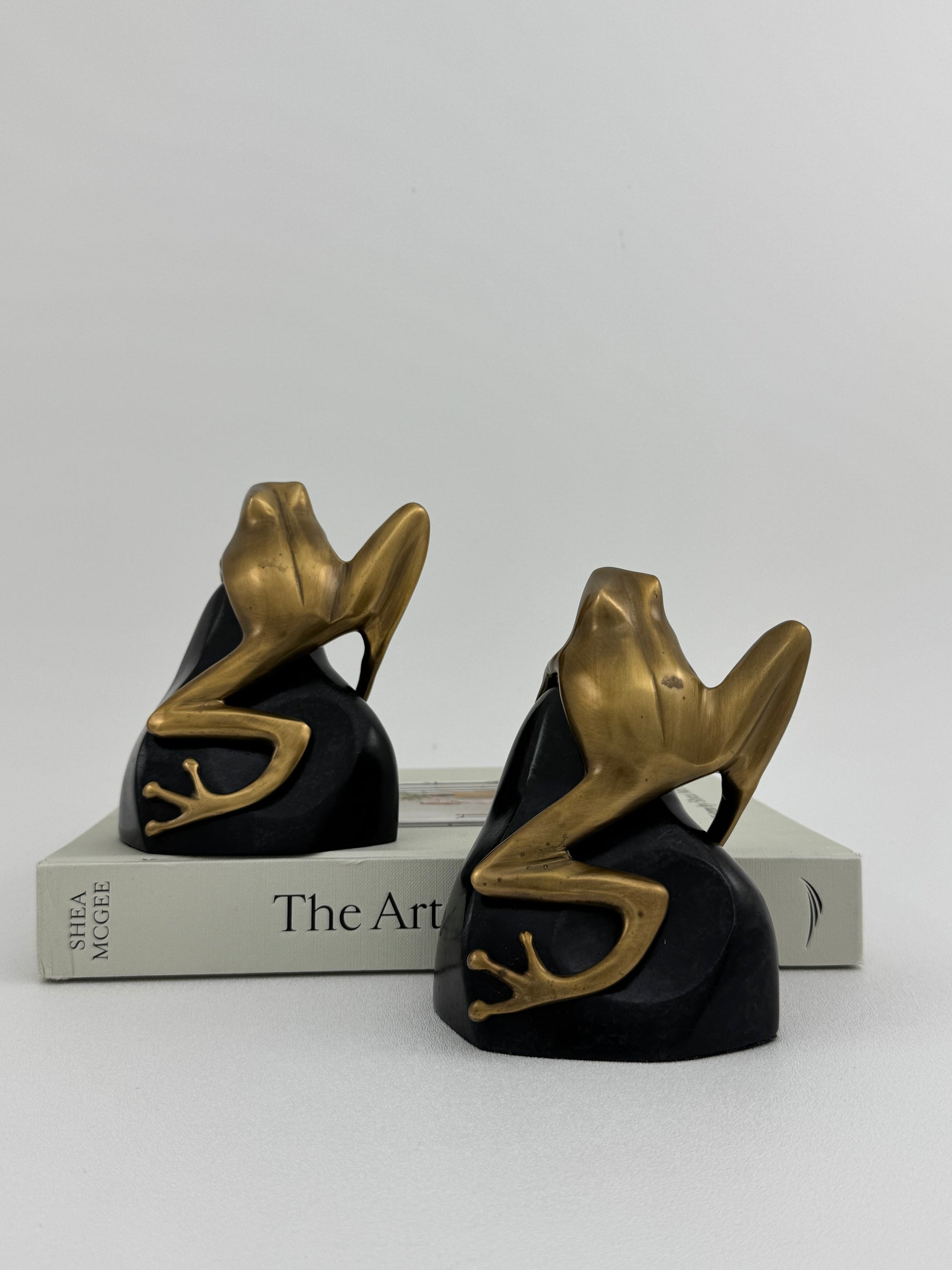 Vintage Bombay Frog on Rock Bookends-A Pair
