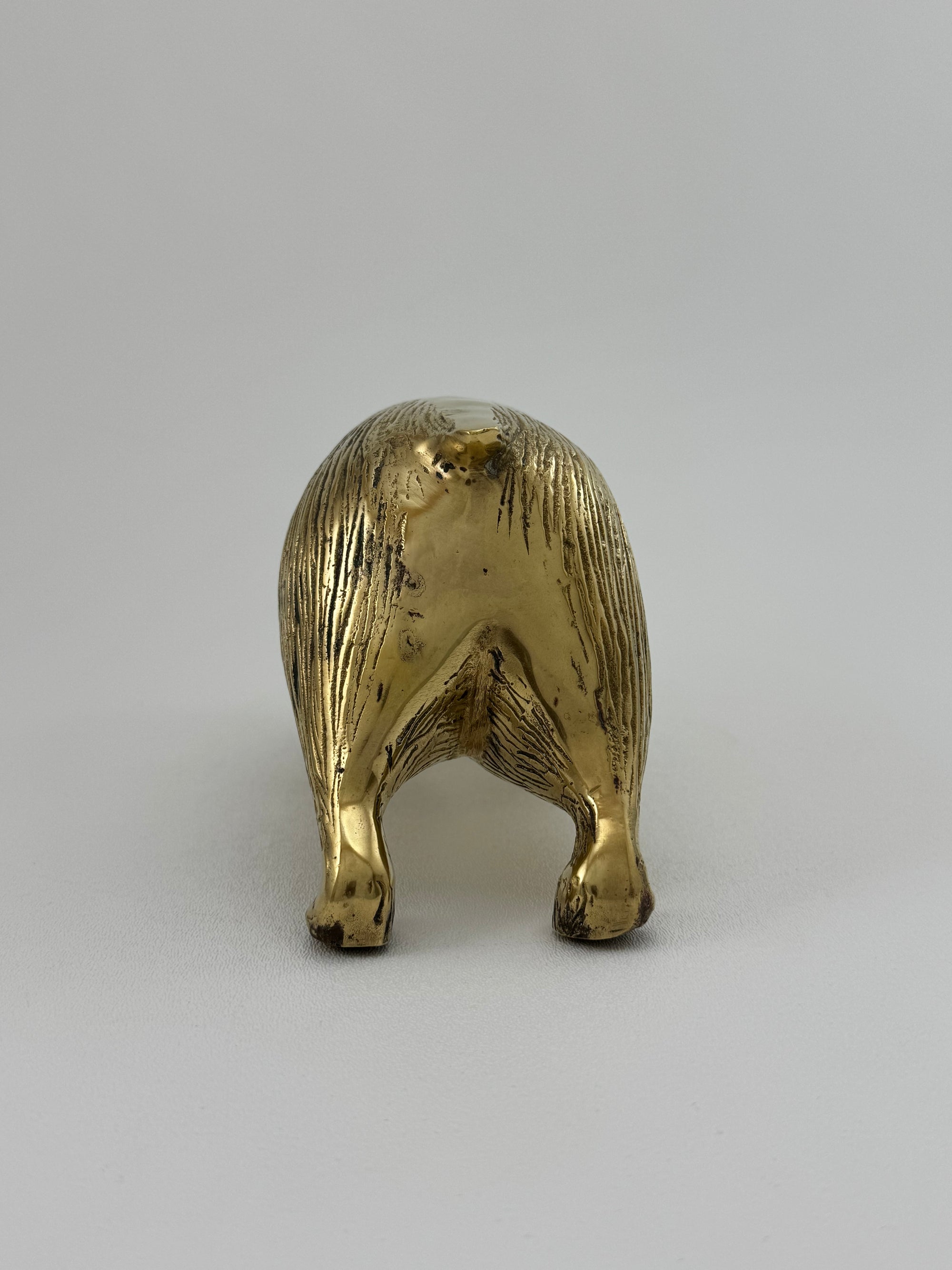 Large Vintage Brass Groundhog / Beaver Figurine -12.5” Long