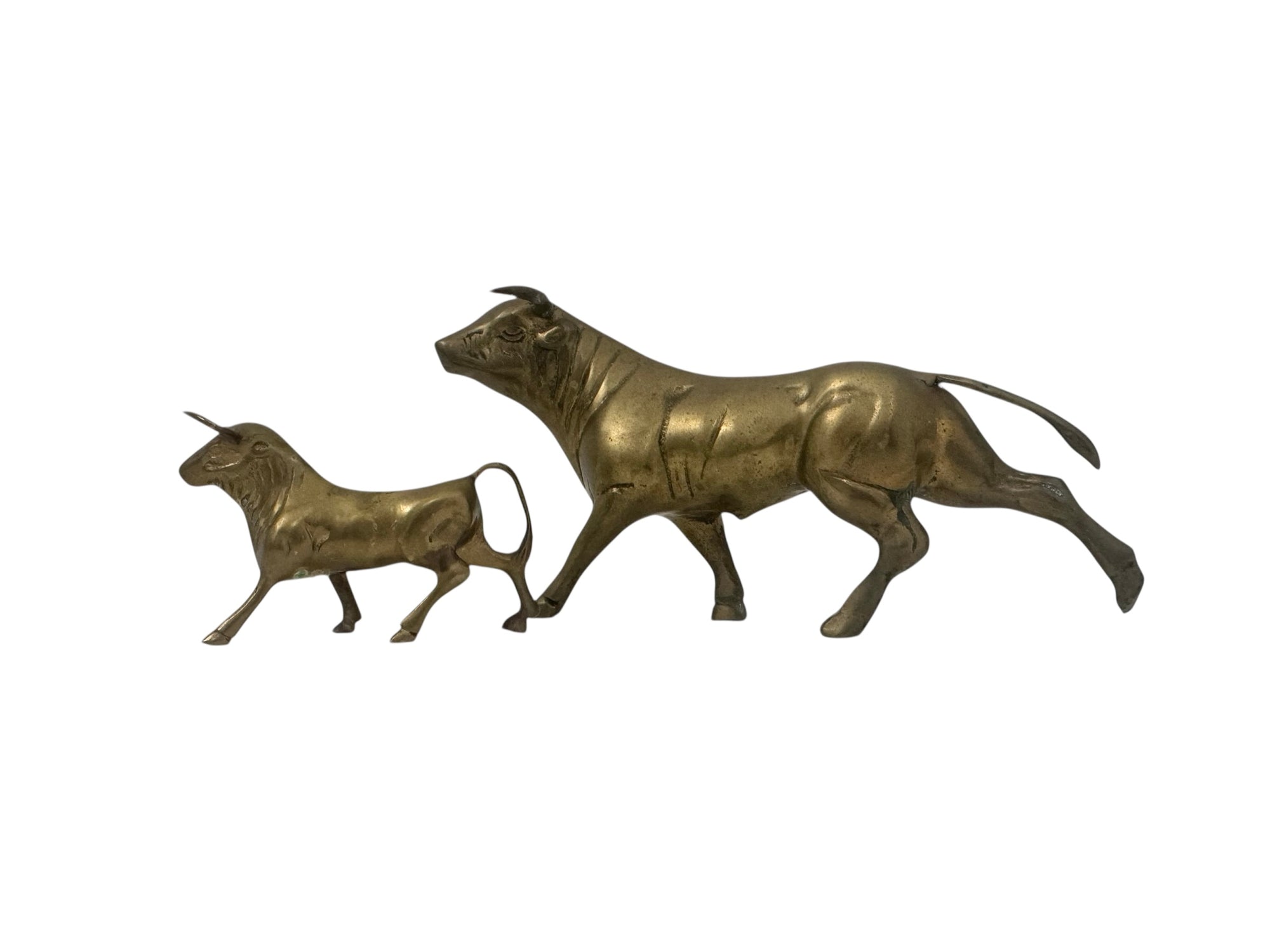 Vintage Brass Bull Figurines – Pair of Mid-Century Modern Bulls