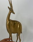 Dolbi Cashier Style Brass Gazelle Sculpture – 19” Tall Mid Century Modern Antelope – Statement Safari Decor