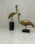 Vintage Brass Peacocks on Marble Bases- A Pair by Rosenthal Netter