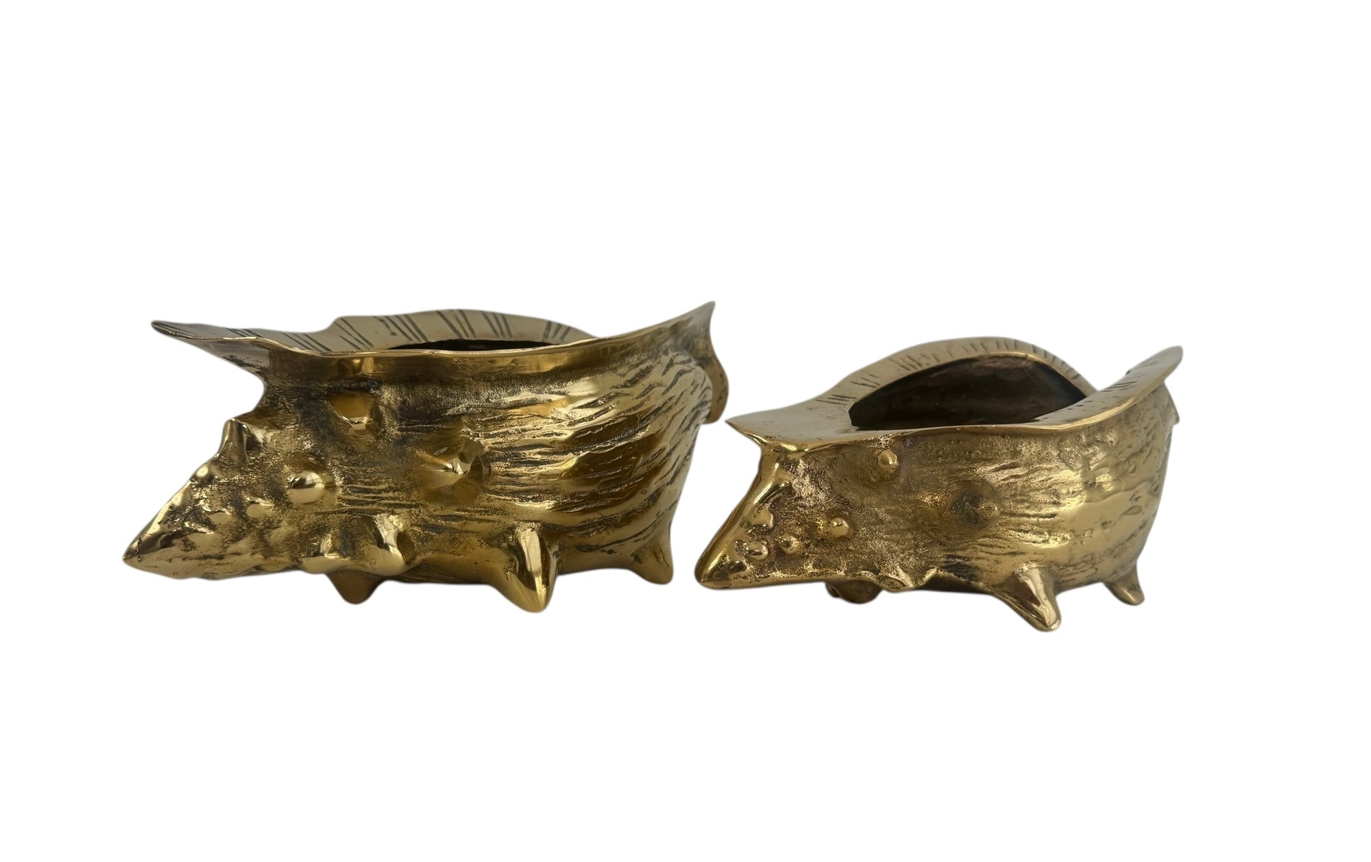Pair of Vintage Brass Conch Shell Planters