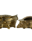 Pair of Vintage Brass Conch Shell Planters