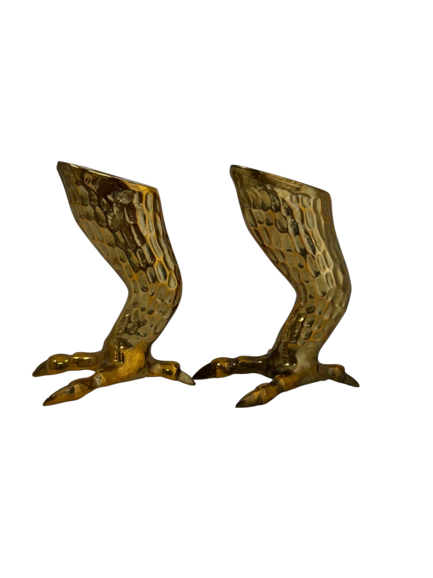 Pair of Vintage Brass Eagle Talon Candlesticks