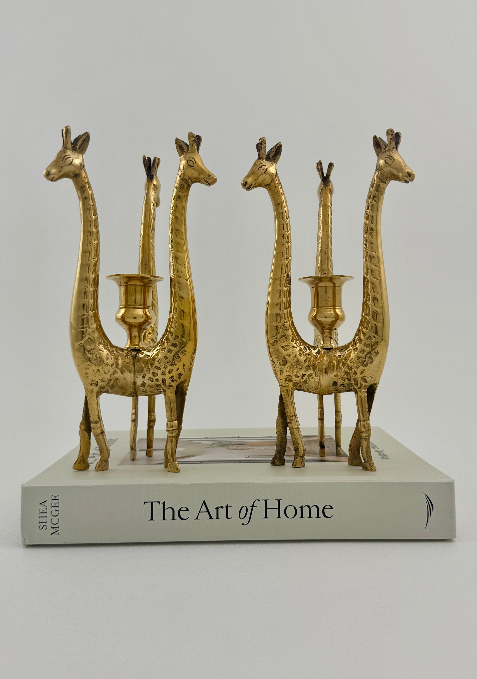 Vintage Brass Giraffe Candleholders-A Pair