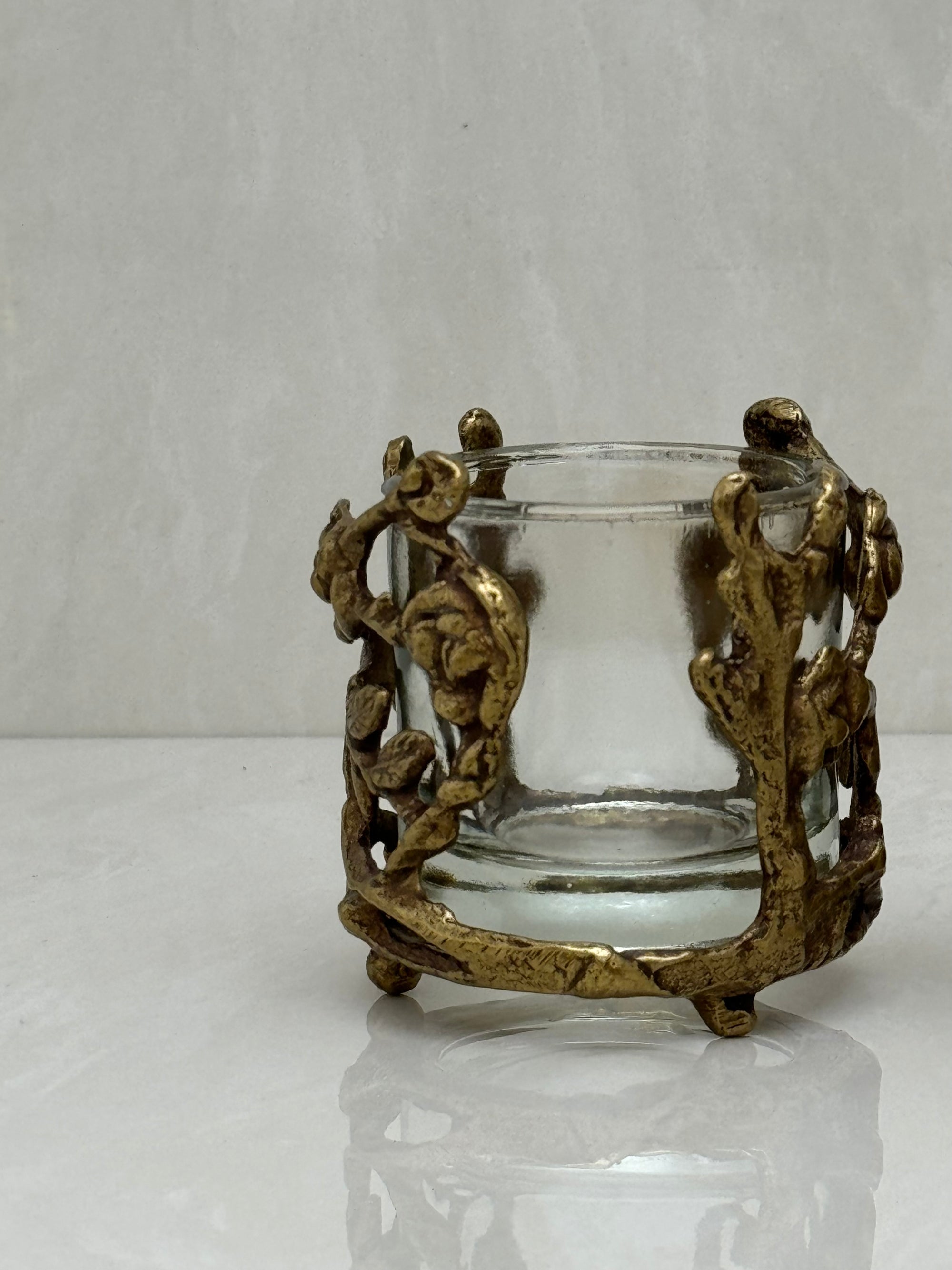 Vintage Brass Floral Candleholders-A Pair