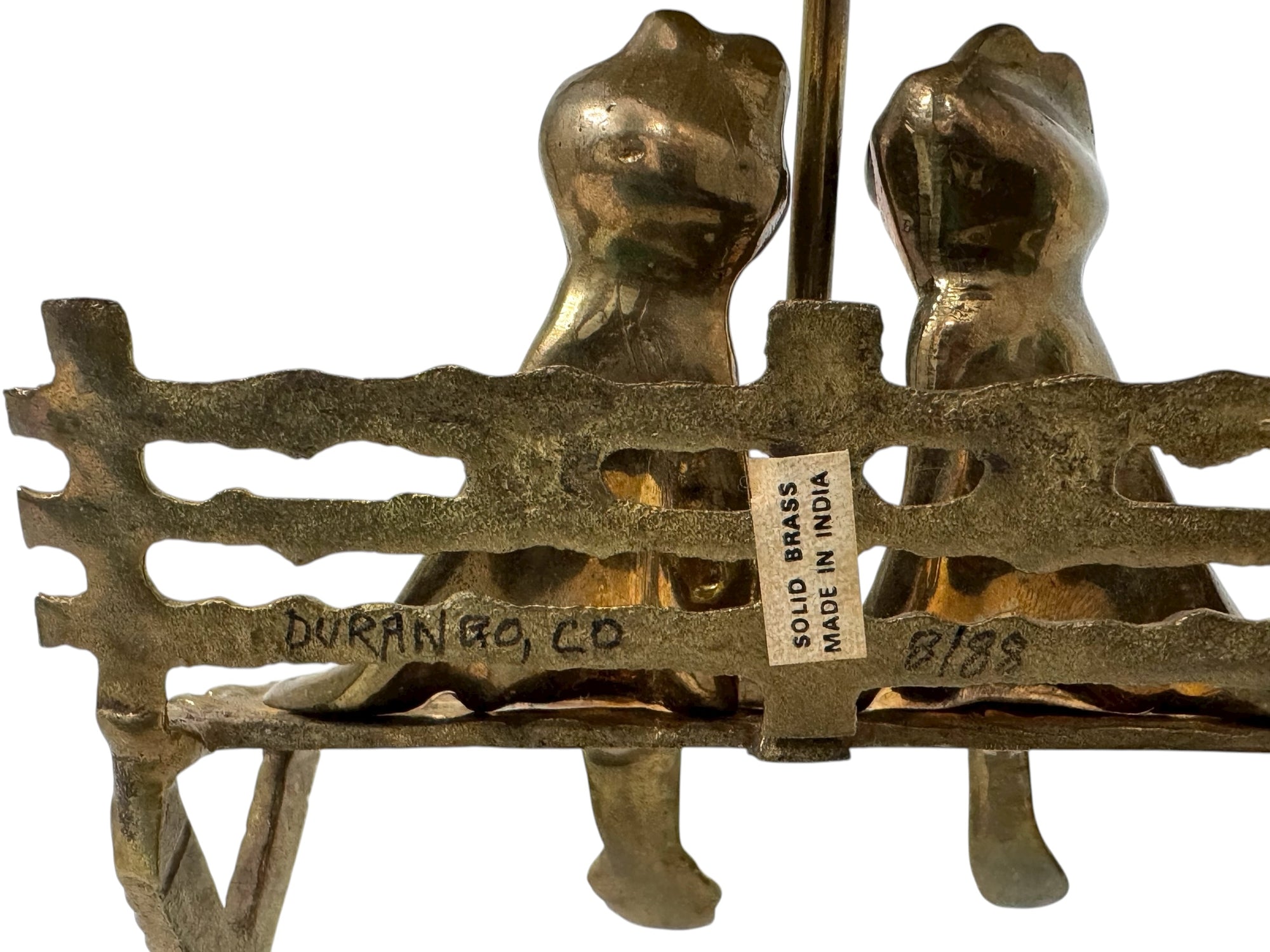 Vintage Brass Frog Couple Under Umbrella | Mid-Century Whimsical Figurine