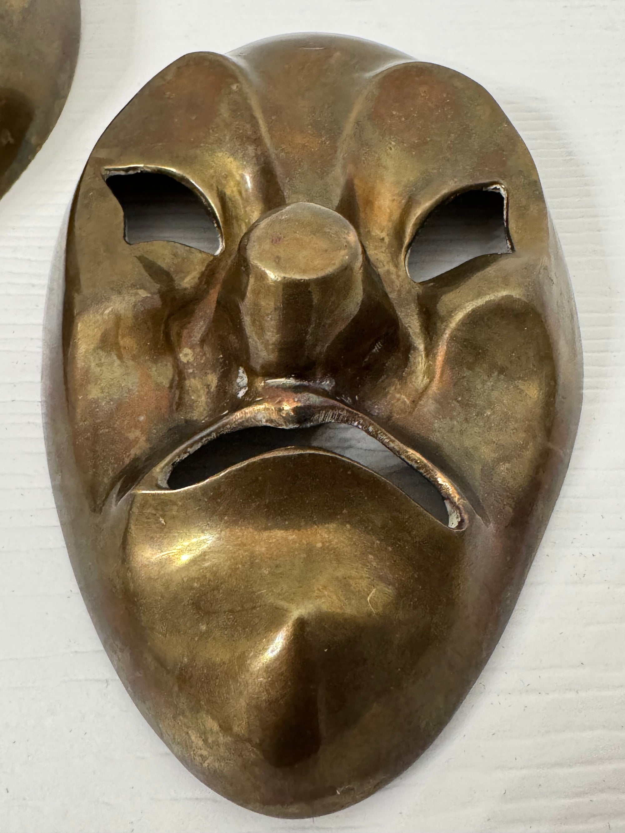Vintage Brass Comedy &amp; Tragedy Masks – Theater Wall Art, Made in India