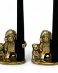 Vintage Brass Teddy Bear Candleholders-A Pair