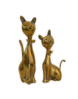 Mid-Century Modern Brass Cat Figurine Pair with Bow Ties – Vintage Whimsical Feline Décor