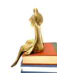 Vintage Polished Brass Frog Couple Bookends — Mid-Century Modern Charm