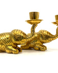 Vintage Brass Elephant Candle Holders | Lucky Trunk Pair