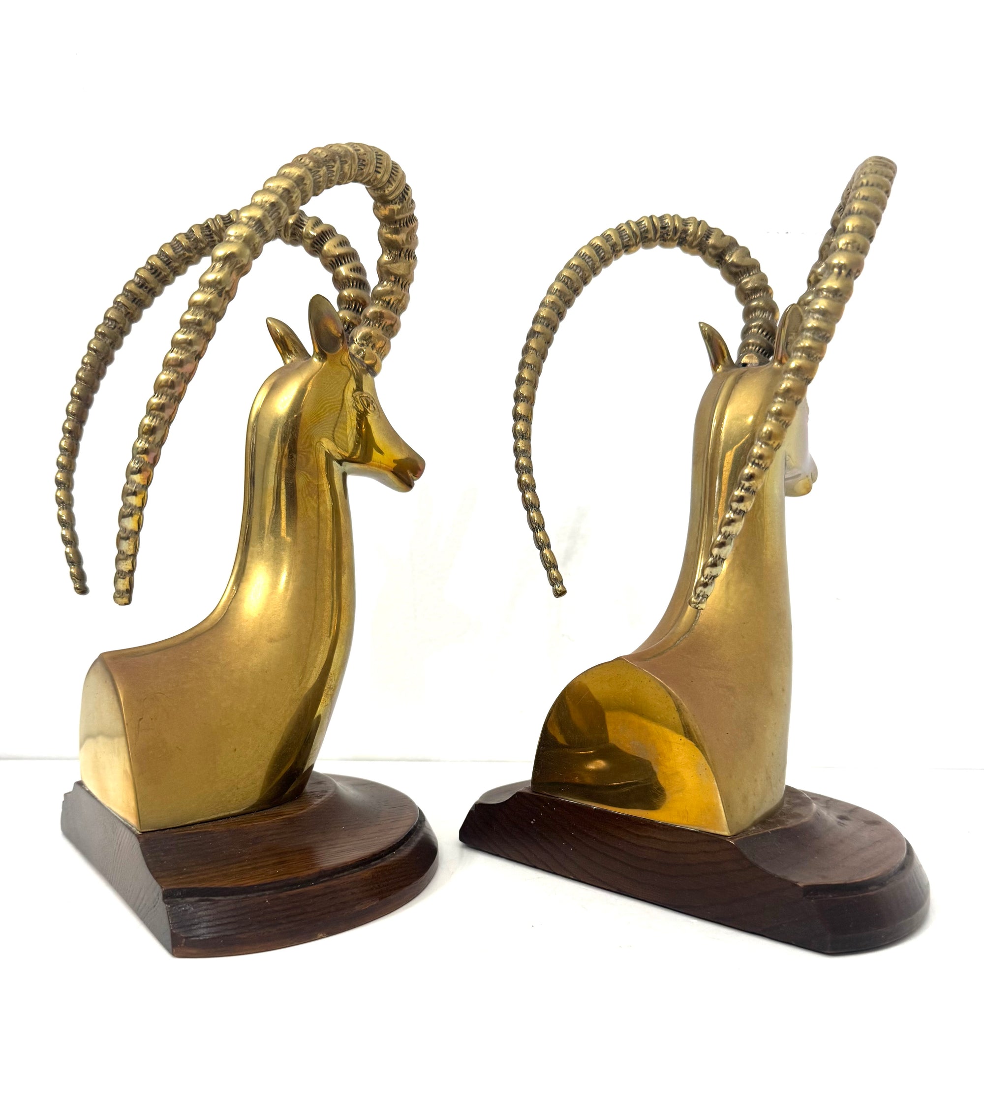 Vintage Sarréid Ltd. Brass Ibex Sculptures — Made in Spain, Mid-Century Modern Elegance