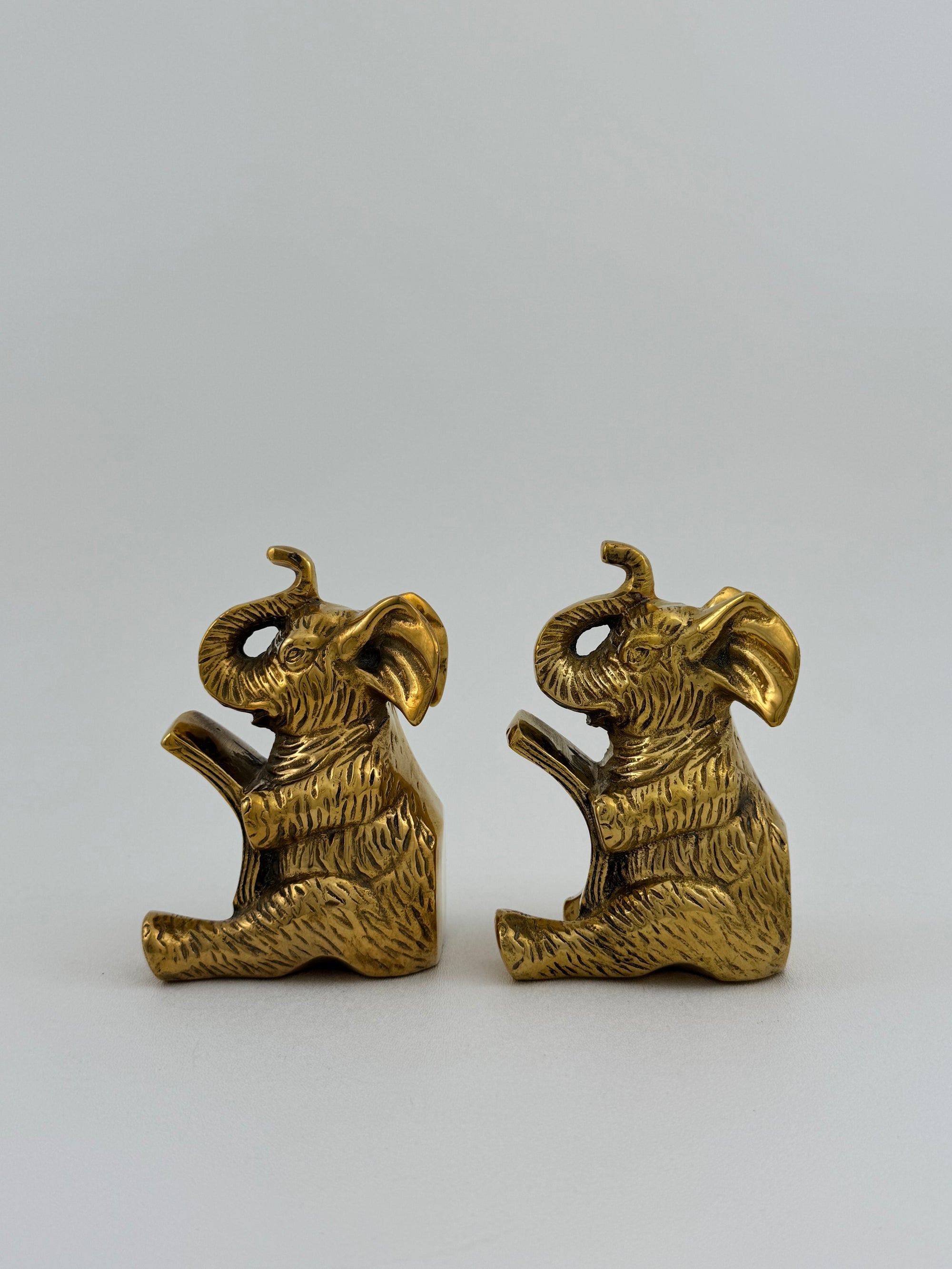 Vintage Brass Elephants Bookends-A Pair
