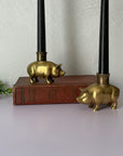 Vintage Brass Pig Candlestick Holders-A Pair by Fritz Brass