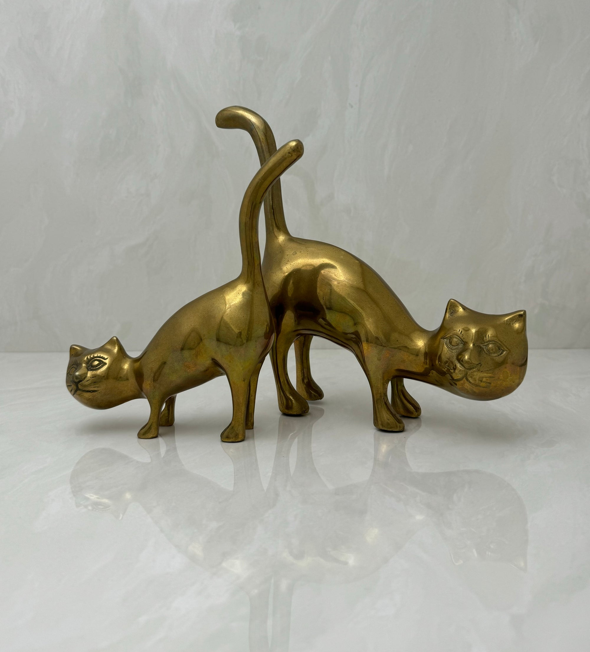 Vintage Brass Cats Tail Up-A Pair