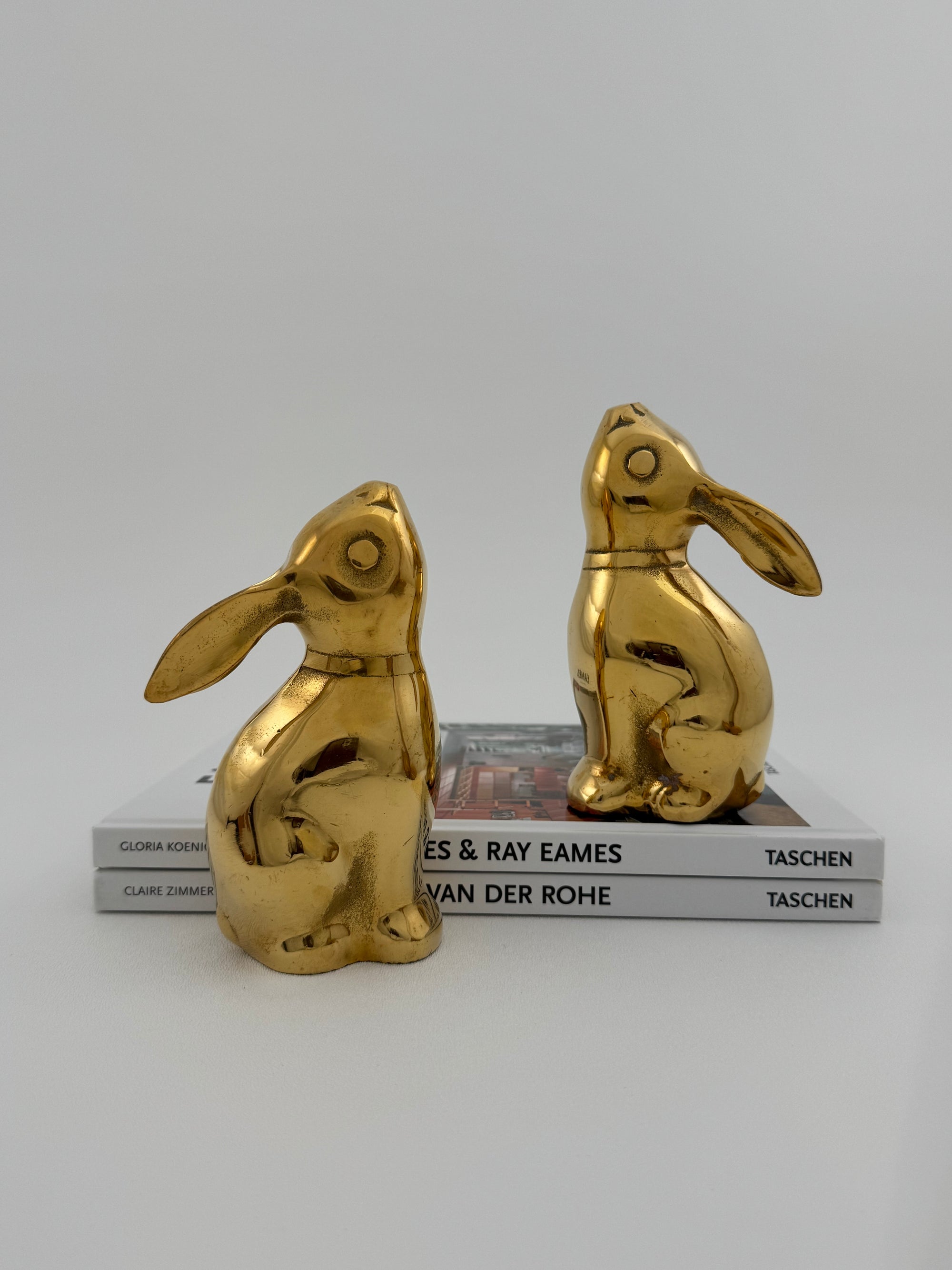 Vintage Brass Moon Gazing Bunnies-A Pair