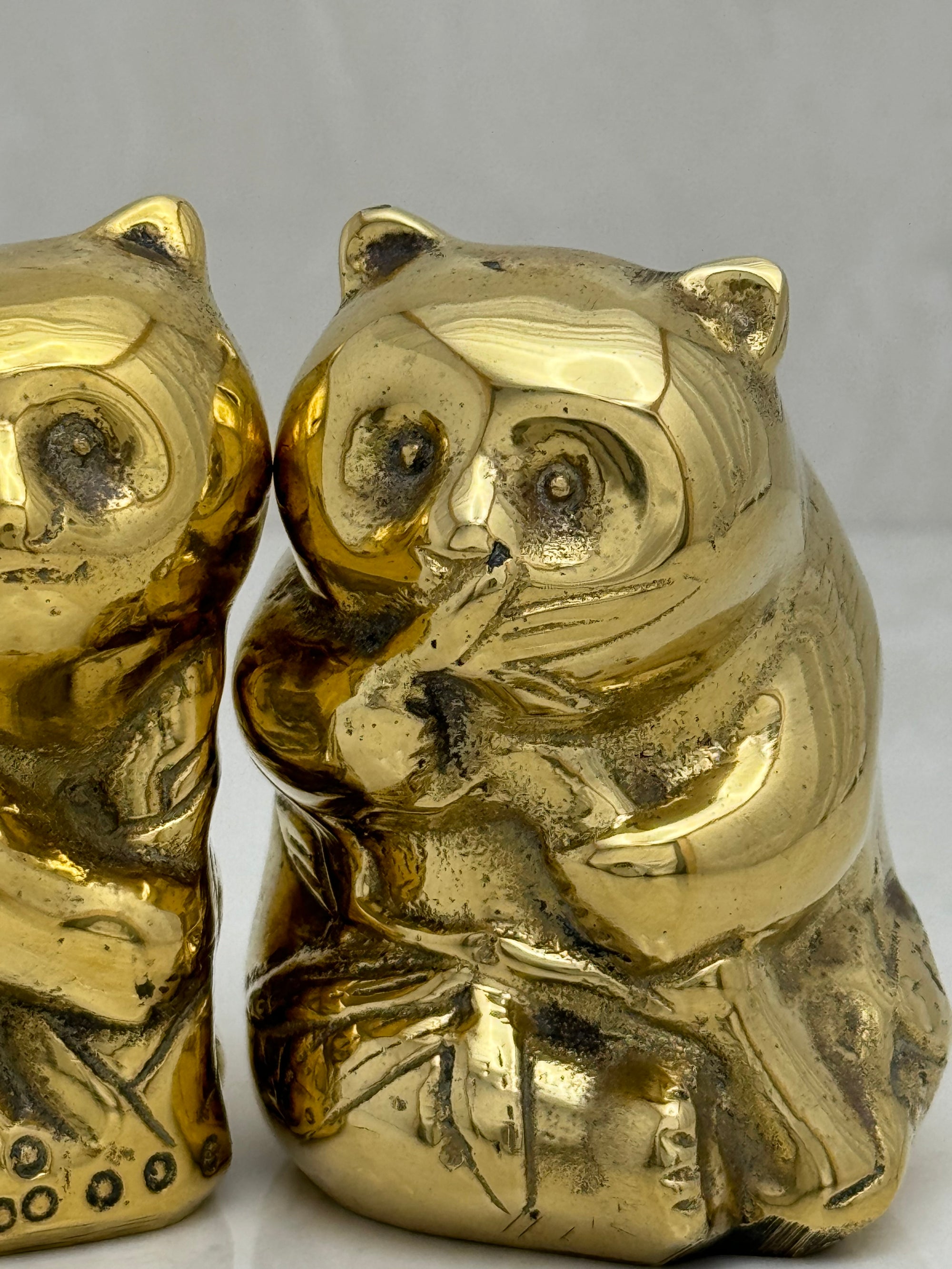 Vintage Brass Panda Bears-A Pair