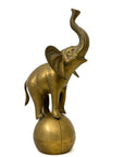 Vintage Brass Elephant on Ball | Mid-Century Circus Sculpture | 13+ inches tall