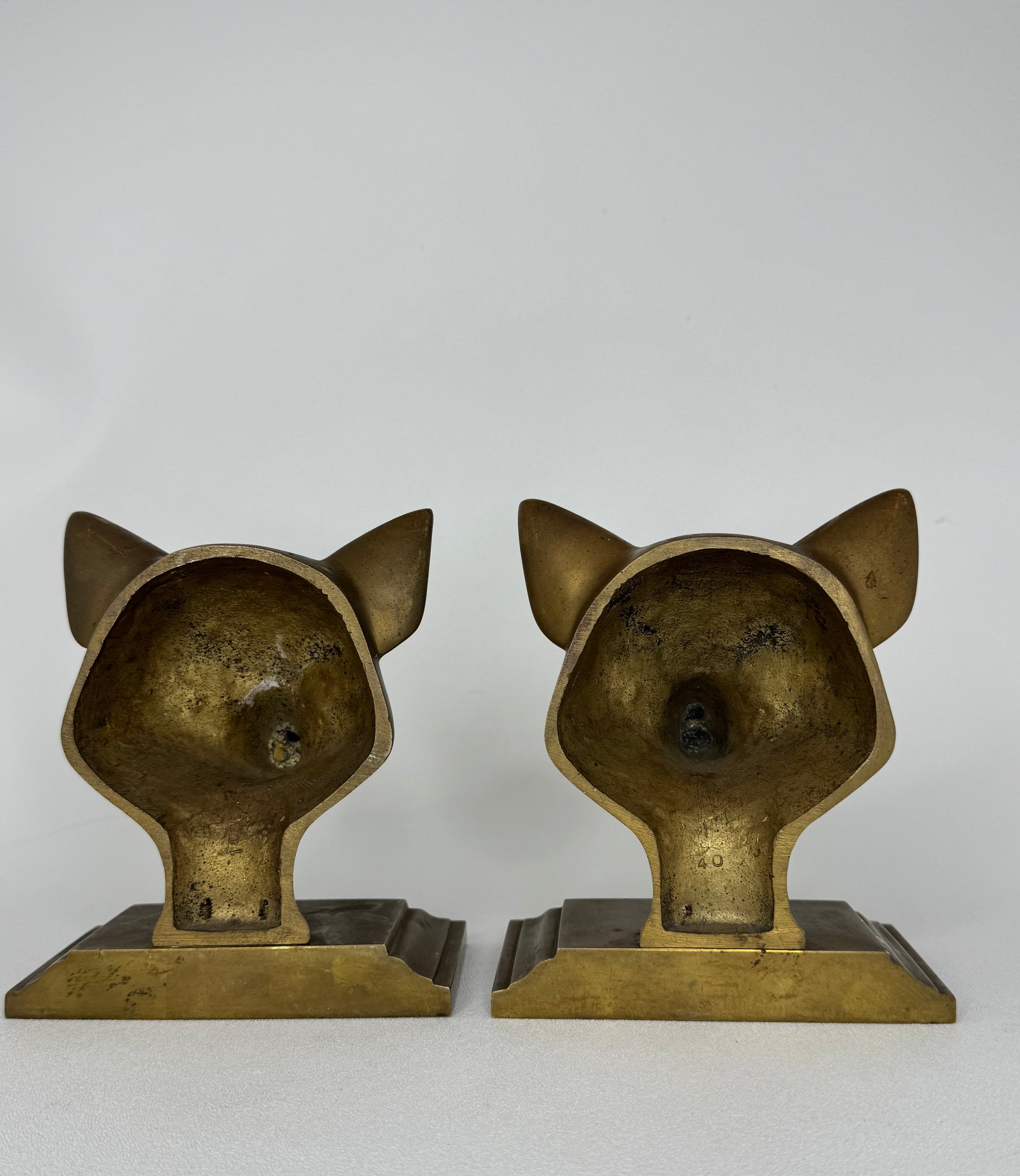 Vintage Brass Fox Head Bookends – The Clever Companions