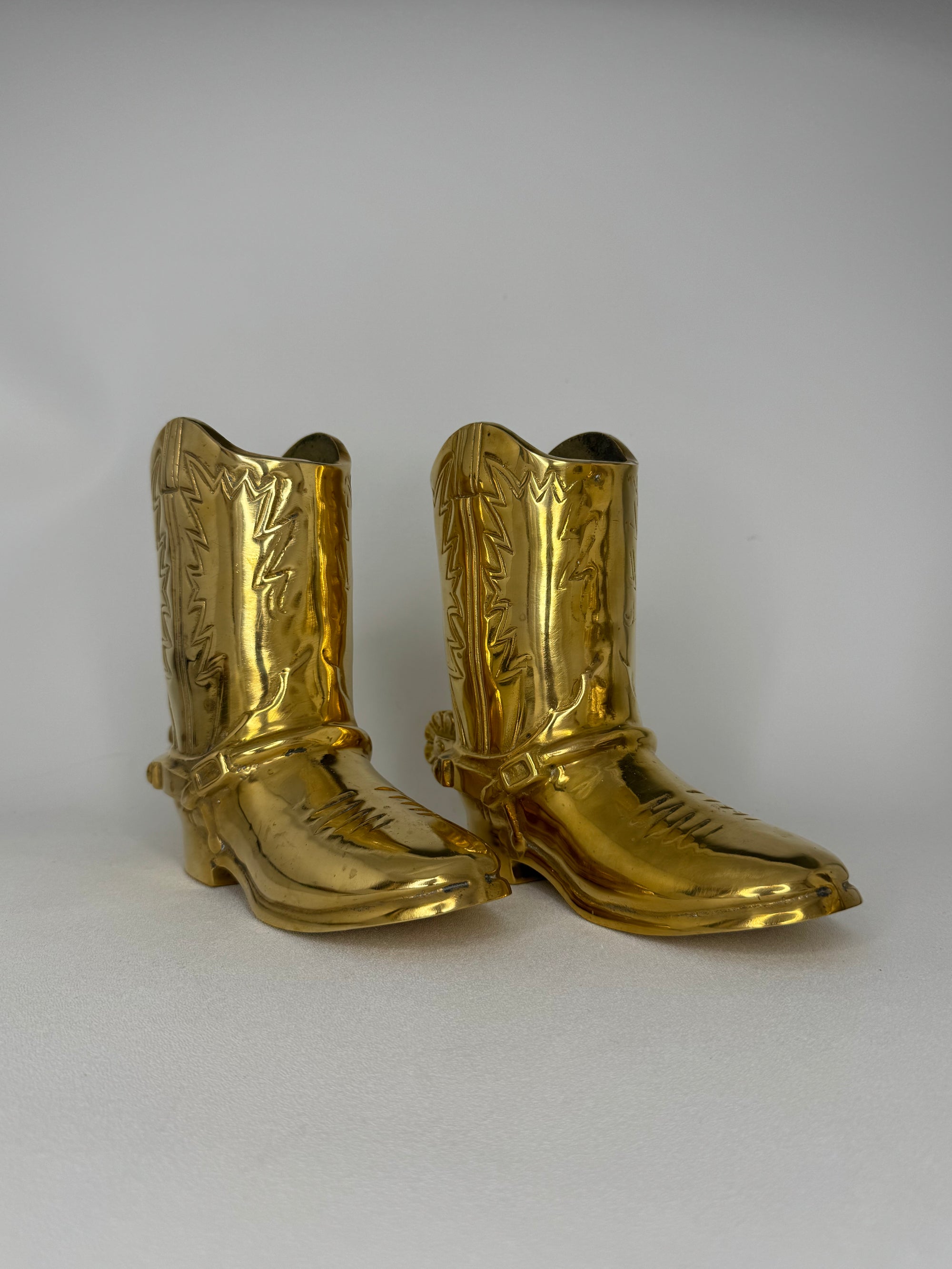 Vintage Brass Cowboy Boots