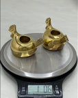 Vintage Brass Rooster Candleholders-A Pair