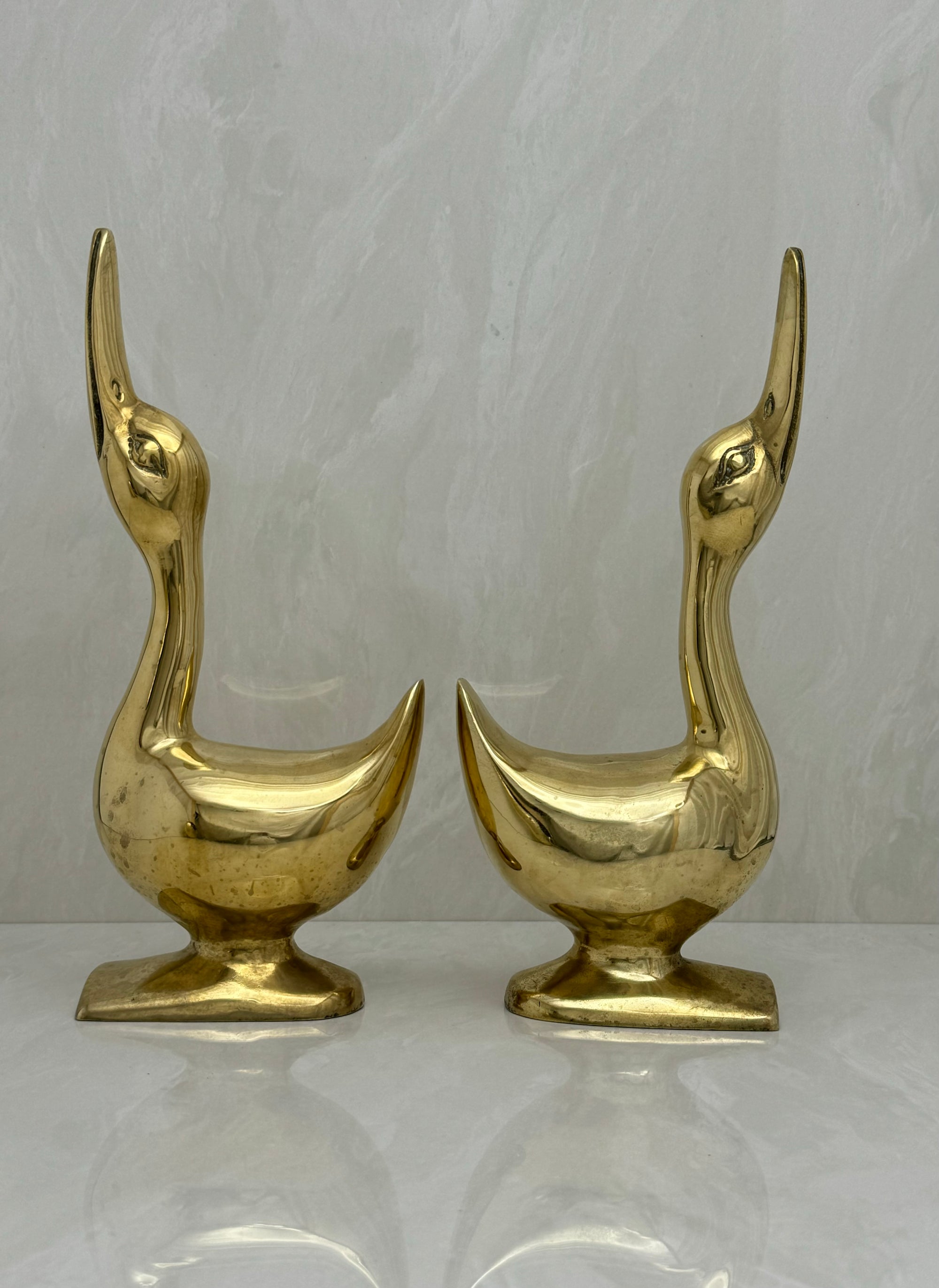 Vintage Brass Goose Bookends-A Pair