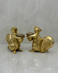 Vintage Bronze Squirrel Candleholders-A Pair