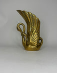 Vintage Brass Swan Vase – Hollywood Regency Sculptural Vessel | 9.75” Tall